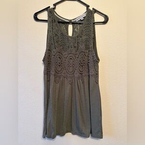 Women's Lace Detail Tank Top Army Green